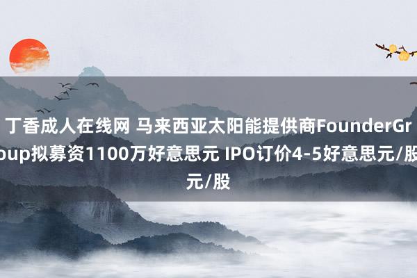 丁香成人在线网 马来西亚太阳能提供商FounderGroup拟募资1100万好意思元 IPO订价4-5好意思元/股