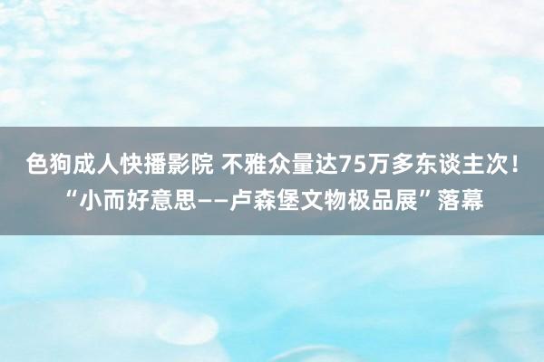 色狗成人快播影院 不雅众量达75万多东谈主次！“小而好意思——卢森堡文物极品展”落幕