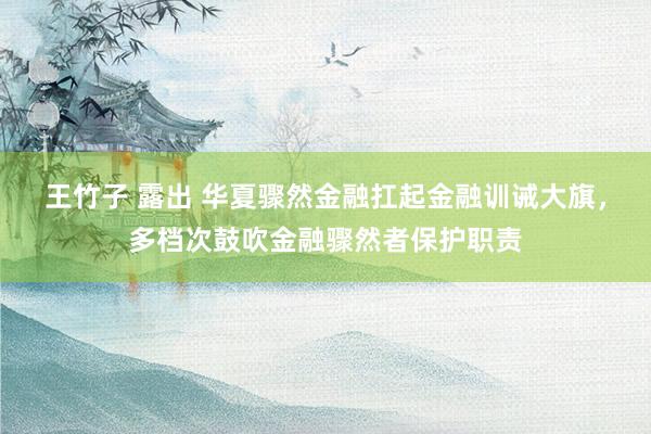 王竹子 露出 华夏骤然金融扛起金融训诫大旗，多档次鼓吹金融骤然者保护职责