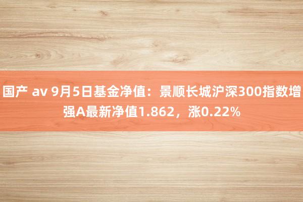 国产 av 9月5日基金净值：景顺长城沪深300指数增强A最新净值1.862，涨0.22%