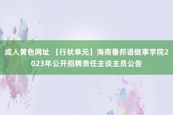 成人黄色网址 【行状单元】海南番邦语做事学院2023年公开招聘责任主谈主员公告